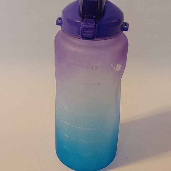 Motivational Water Bottle 64oz. Ombre Straw and Pop Top Lid 2000ml - Picture 14 of 14